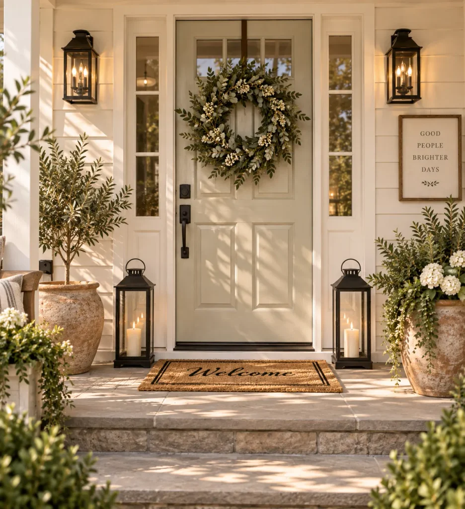 Wreath and Lantern Pair